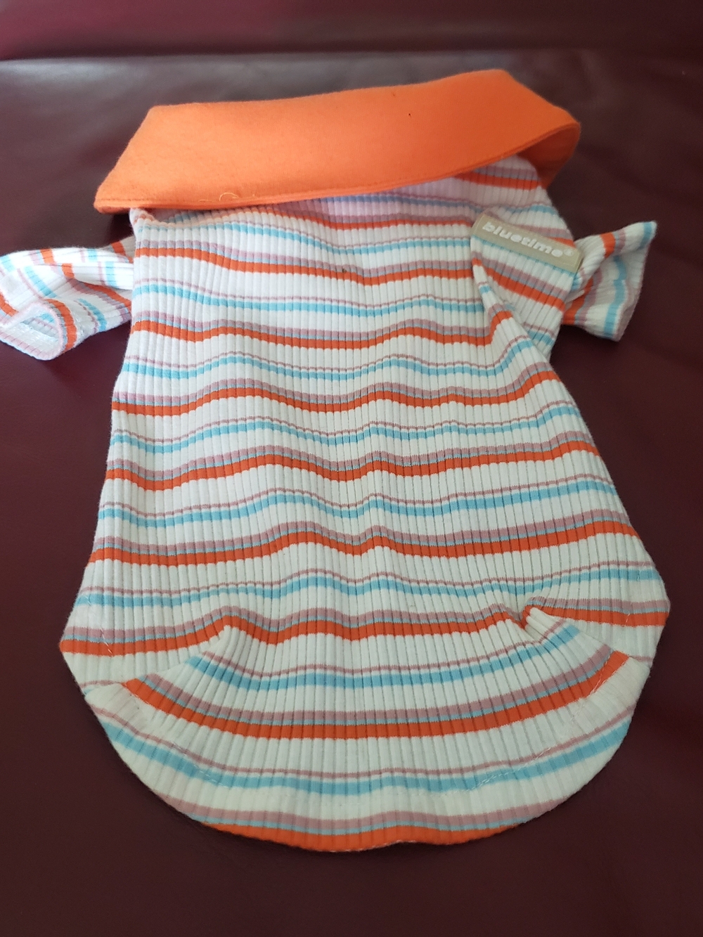 Orange-Trim Striped Dog Shirt